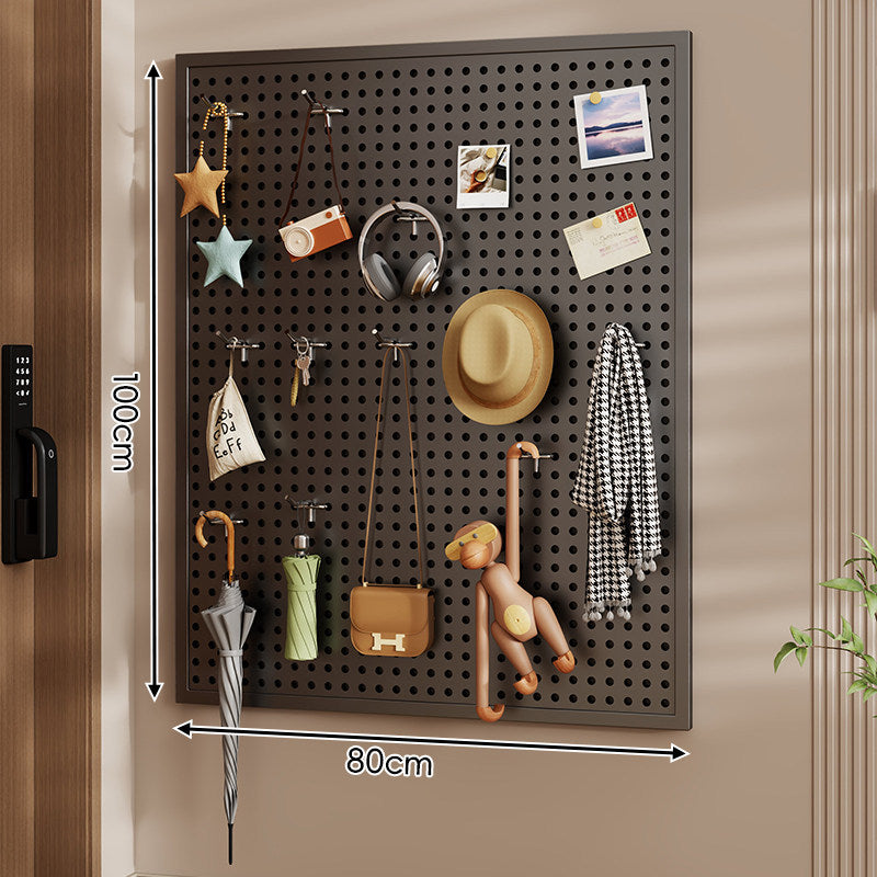 Wall-Mounted Perforated Pegboard Organizer Panel Large Square with Modular Hooks and Accessories