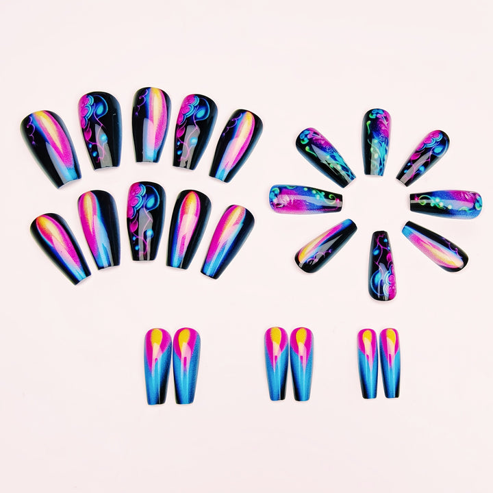 Creative artificial nails with neon accents Kalsten