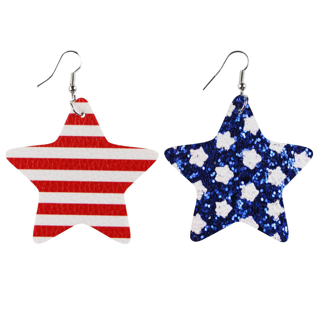 Women's nan teardrop-shaped faux leather earrings with star and stripe print Kalsten