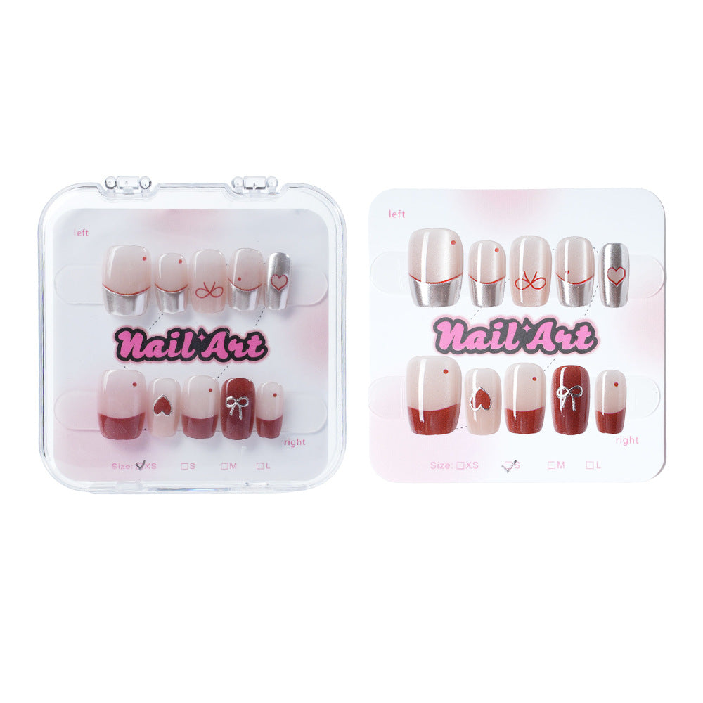 Romantic Heart-Themed Press-On Nail Set Kalsten
