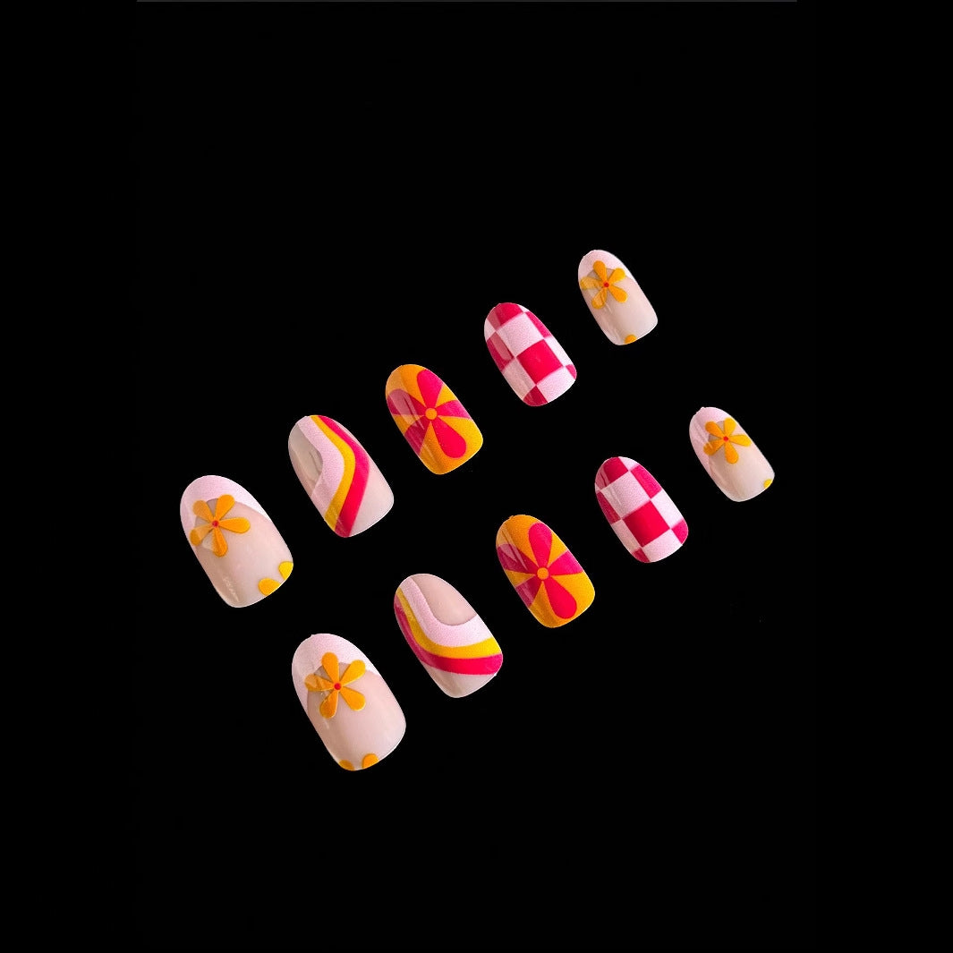 Creative Art Nail Set with Vibrant Patterns Kalsten