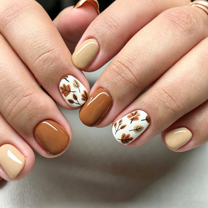 Autumn-Inspired Press-On Nail Art Set
