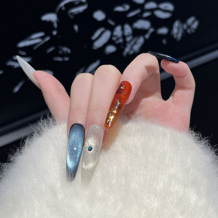 Extravagant Press-On Nail Art Set with Cosmic Theme Kalsten