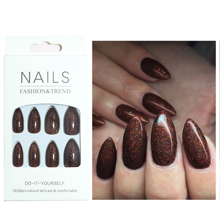 Unique Glittering Almond-Shaped Press-On Nails Kalsten