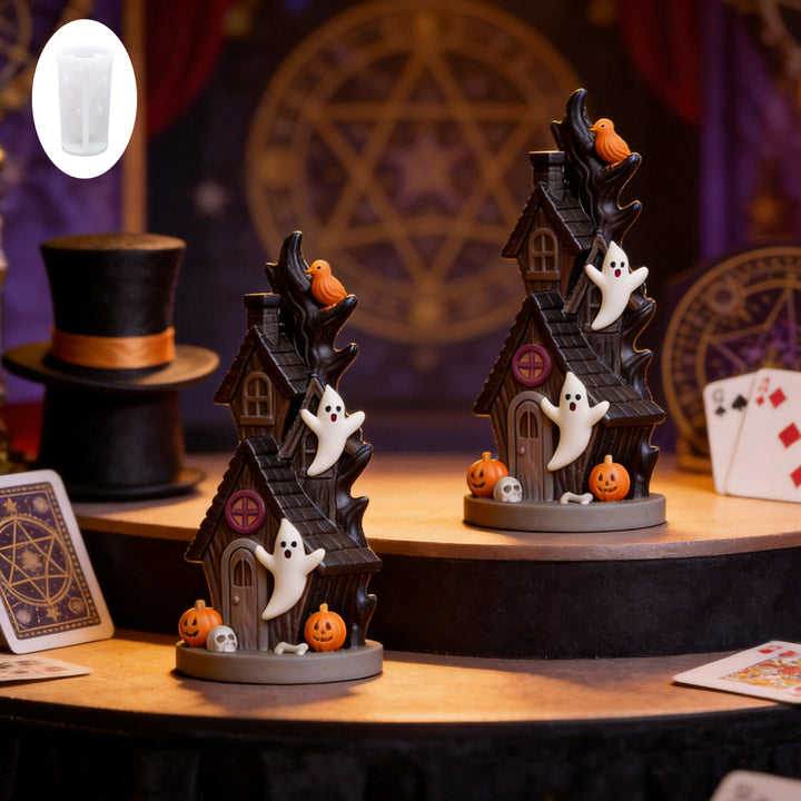 Silicone casting mold for detailed resin Halloween miniature house and figure molds