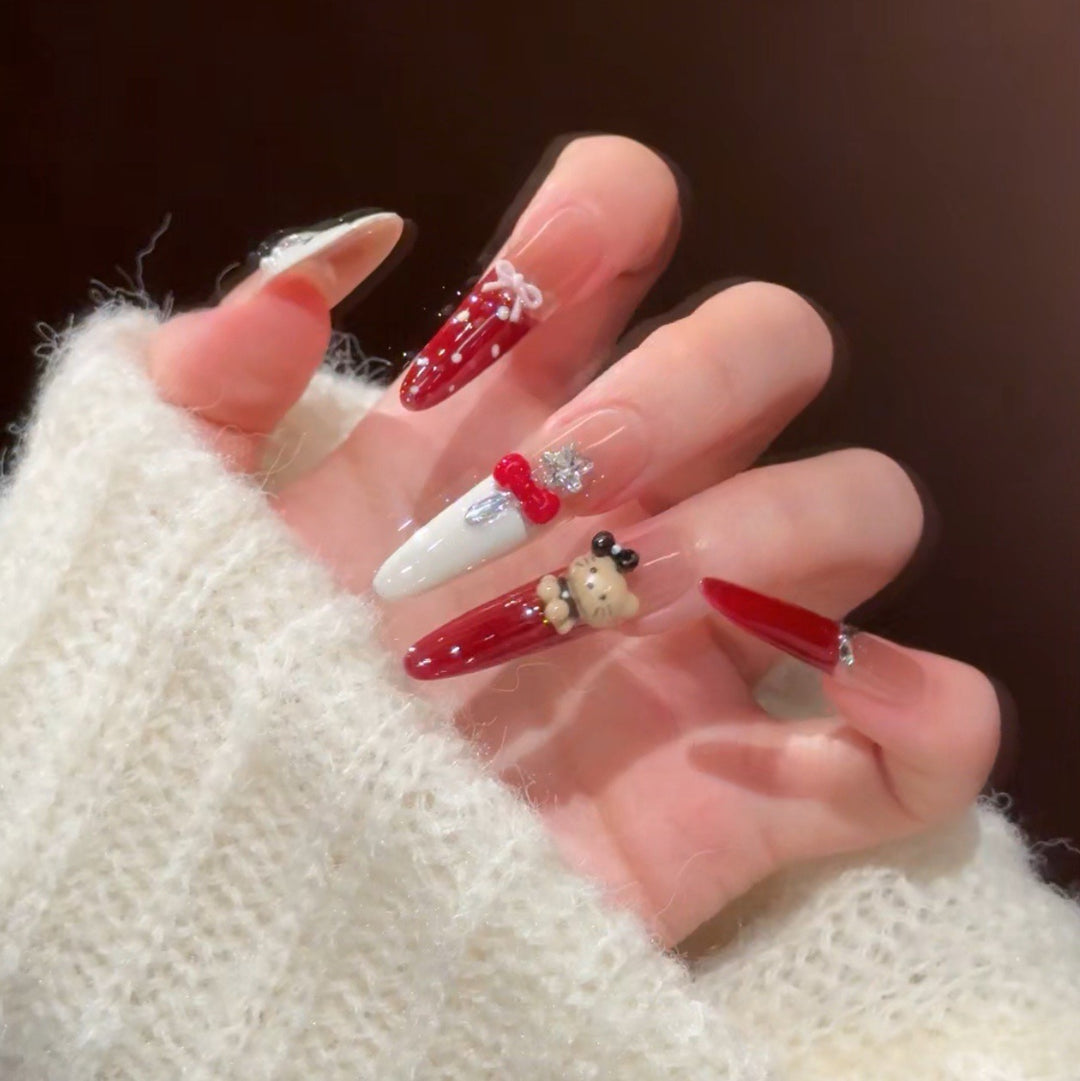 Artistic Press-On Nail Set with Holiday Designs Kalsten