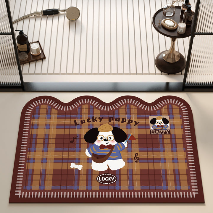 Playful Puppy Themed Bath Mat Kalsten