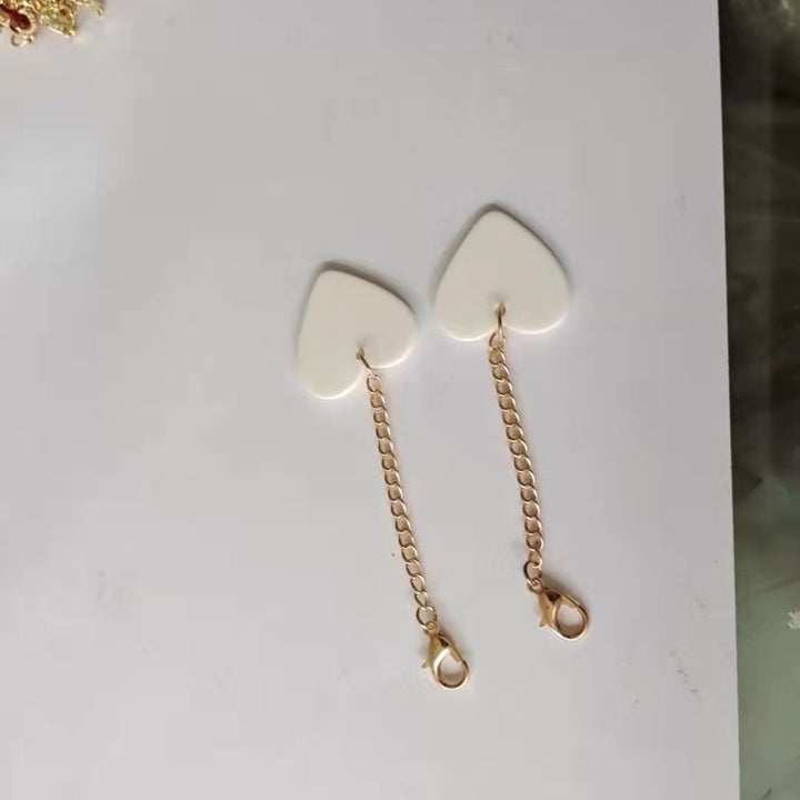 Heart-Shaped Dangle Earrings with Golden Chain Kalsten