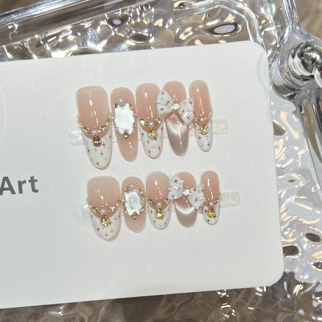 Elegant Stiletto Press-On Nail Set with Decorative Accents Kalsten