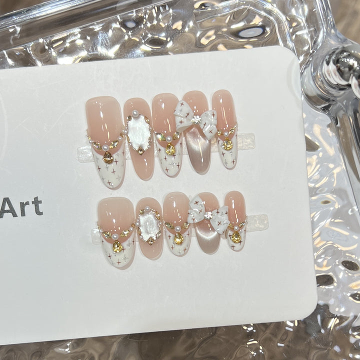 Elegant Stiletto Press-On Nail Set with Decorative Accents Kalsten