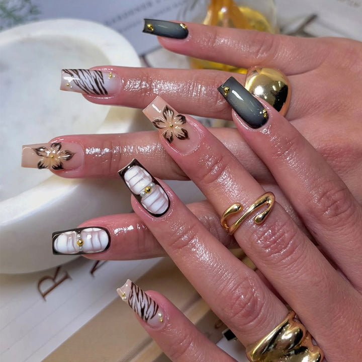 Artificial nails with exquisite floral and geometric designs Kalsten