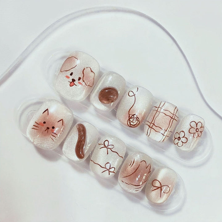 Stylish Bow-Embellished Press-On Nails Kalsten