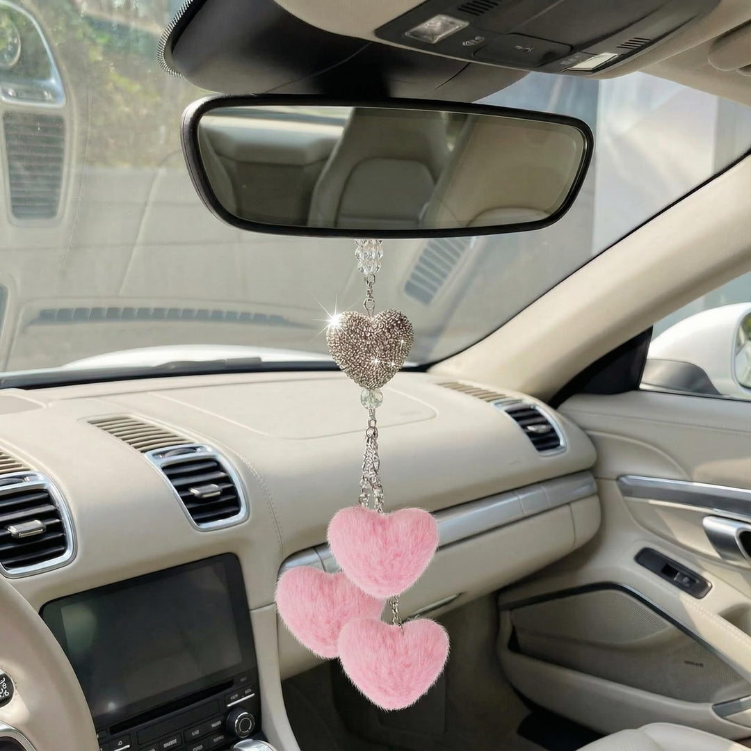 Heart-Shaped Car Rearview Mirror Charm Kalsten