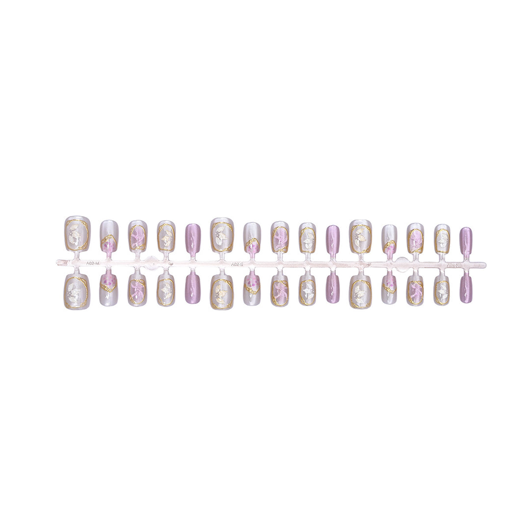 Decorative Press-On Nail Set with Floral Accents Kalsten