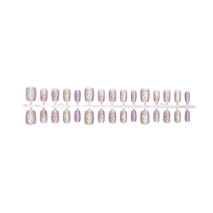 Decorative Press-On Nail Set with Floral Accents Kalsten