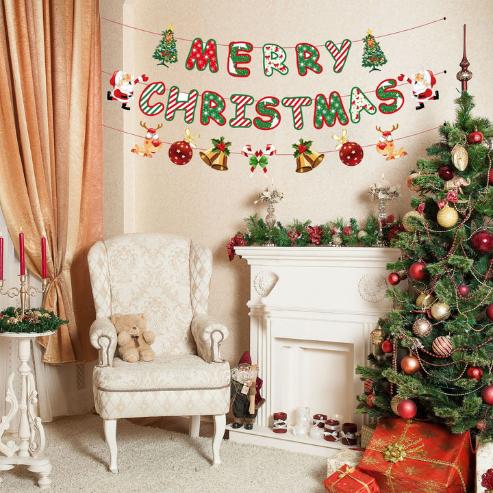 Festive Christmas garland with sparkling letters