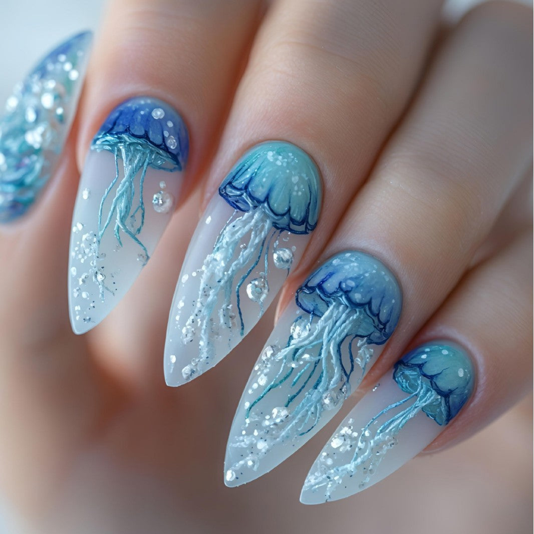 Artistic Jellyfish Design Nail Art Kalsten