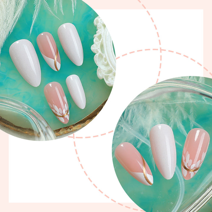 Premium Decorative Press-On Nail Set with Floral and Glossy Accents Kalsten