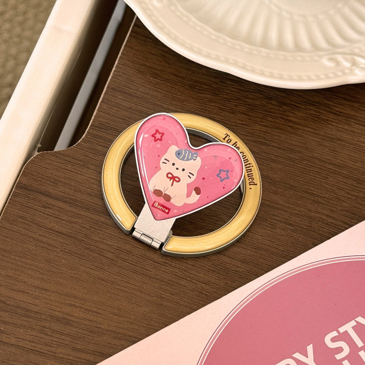 Hand mirror in heart-shaped design with cute bear motif Kalsten
