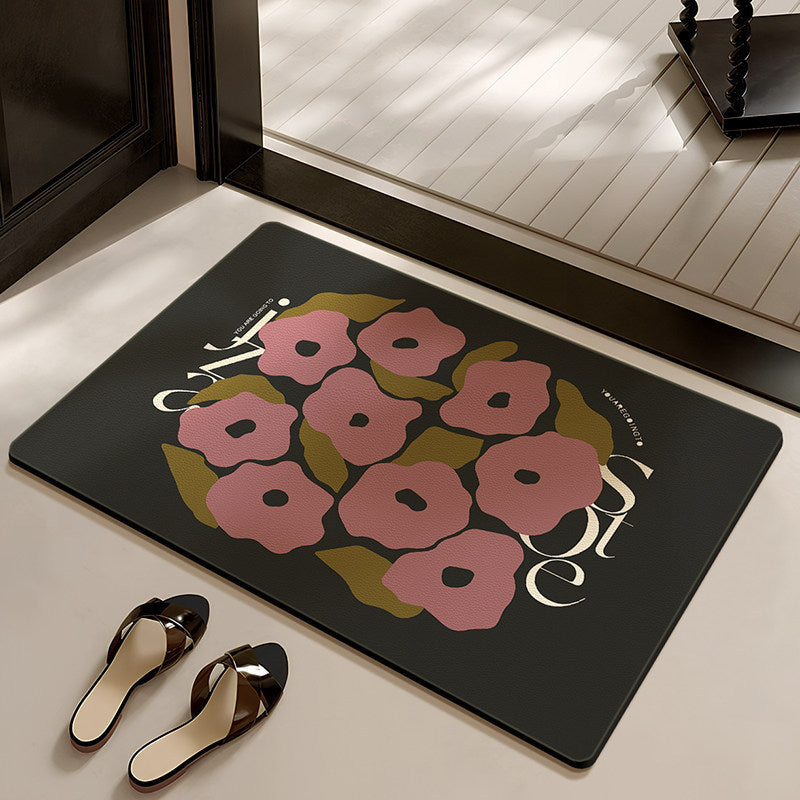 Stylish Floral-Themed Bathroom Mat
