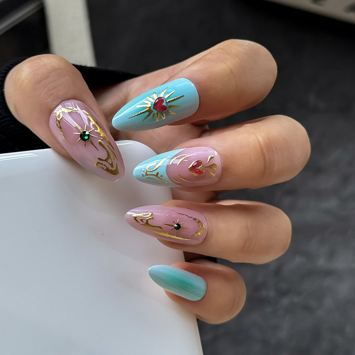 Artistic Floral Embellished Press-On Nail Set Kalsten