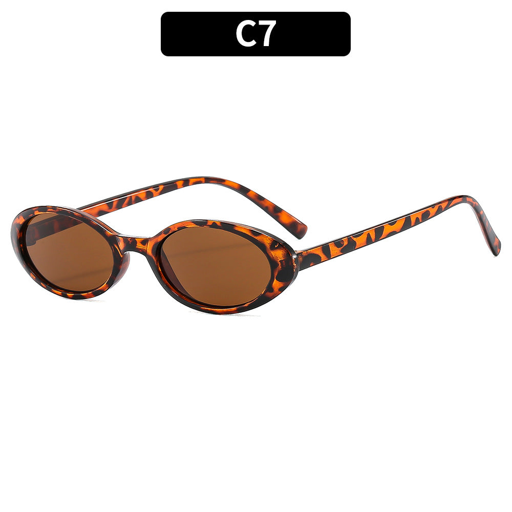 Retro-Inspired Slim Oval Sunglasses