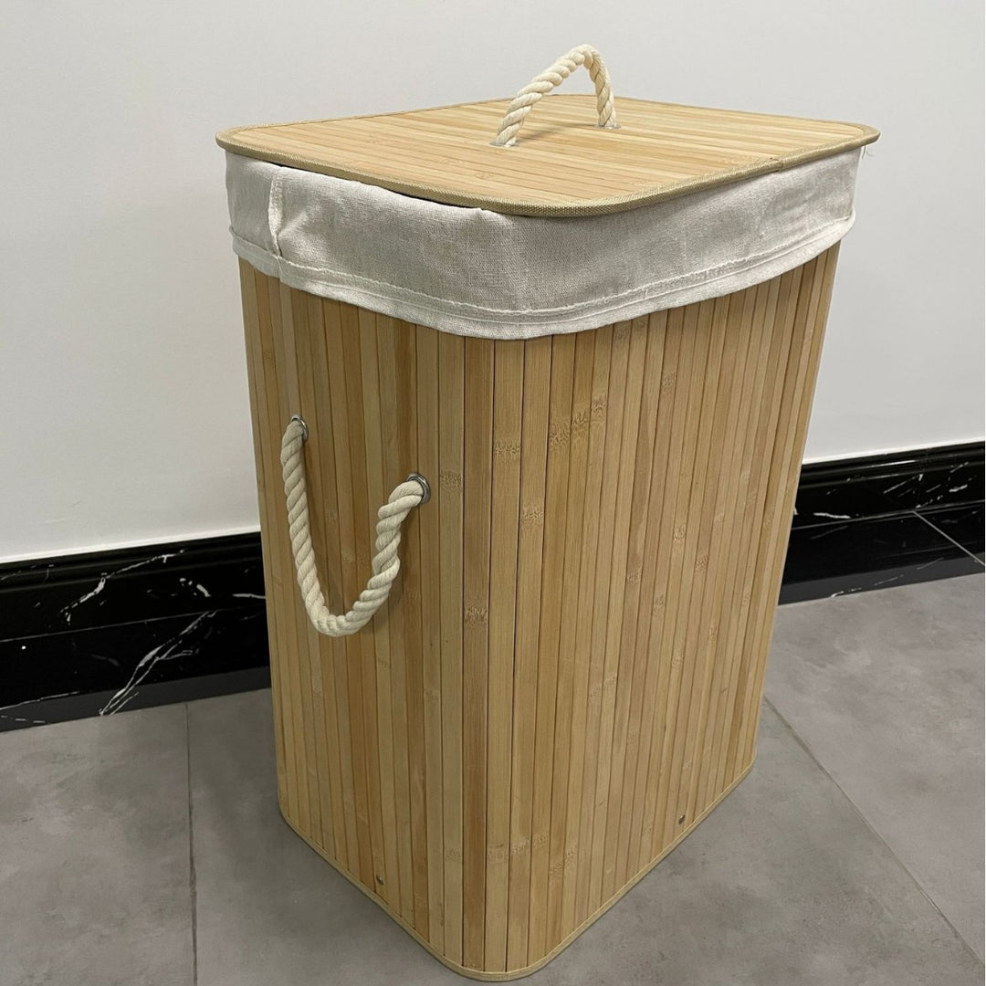 High-quality bamboo laundry container with lid Kalsten
