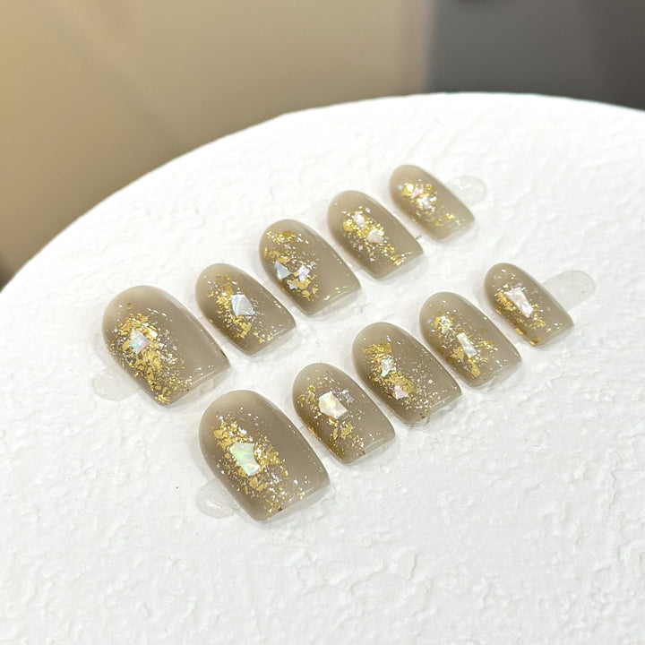 Luxury Press-On Nail Art Set with Glitter Accents