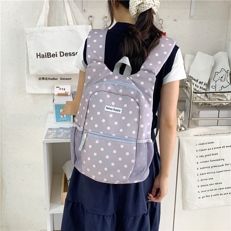 Playful Polka Dot Patterned Backpack Kalsten