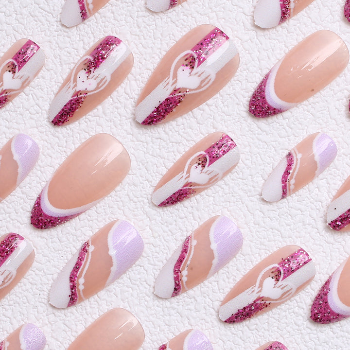 Artistic Glitter Heart Press-On Nails Kalsten