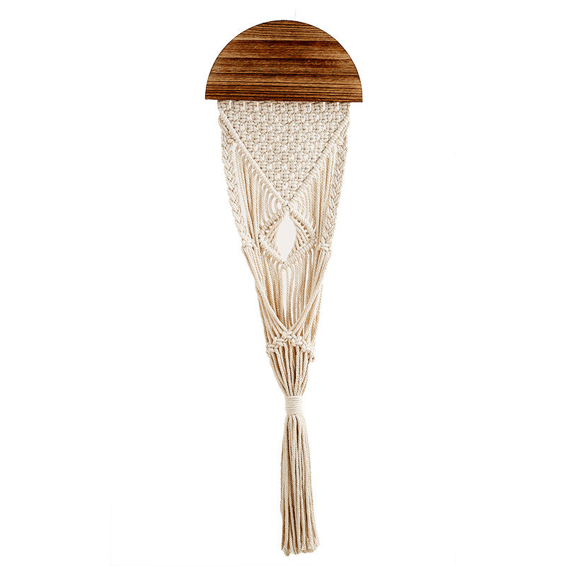 Decorative Macrame Wall Hanging with Wooden Accents Kalsten