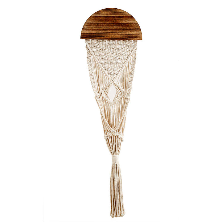 Decorative Macrame Wall Hanging with Wooden Accents Kalsten
