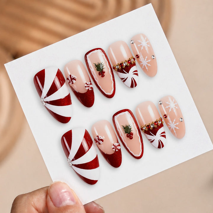 Festive artificial nails with Christmas motifs Kalsten