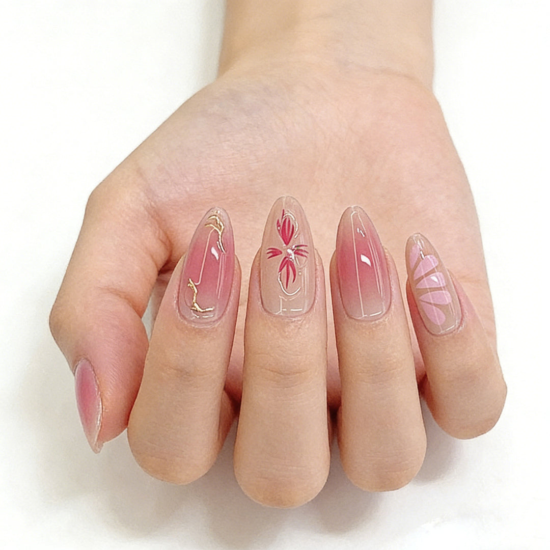 Artistic Floral Ombre Press-On Nail Set Kalsten