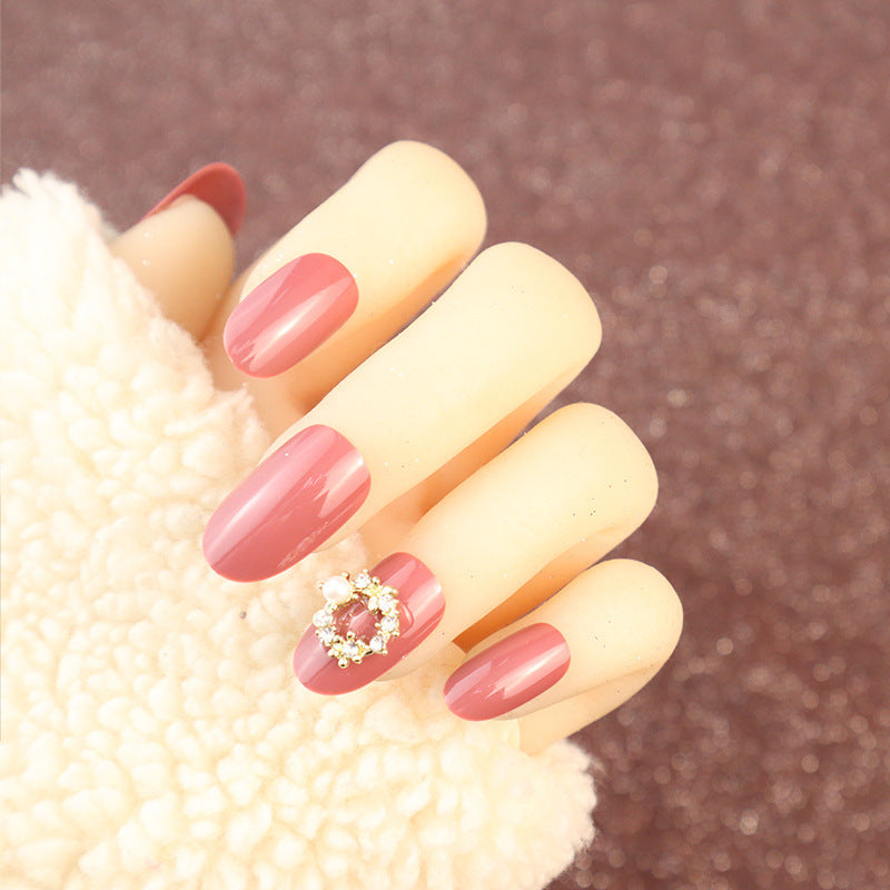 Glamorous Decorative Press-On Nail Set with Rhinestone Accents