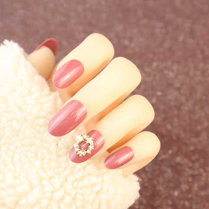 Glamorous Decorative Press-On Nail Set with Rhinestone Accents