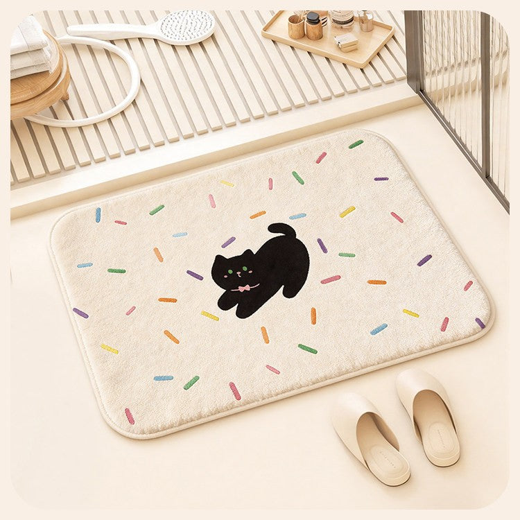 Decorative Cat-Themed Bathroom Mat