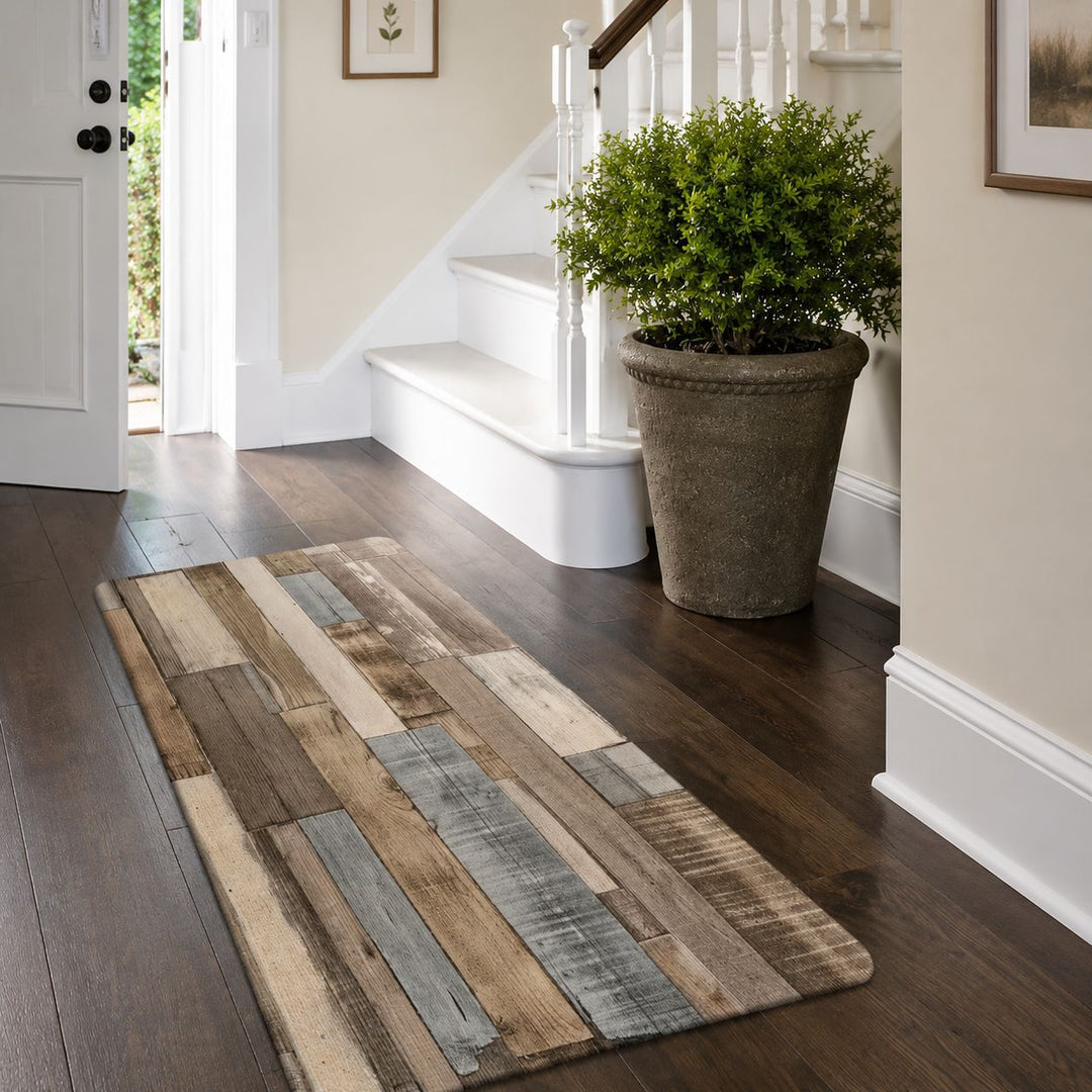 Rustic Wood Pattern Runner Mat Kalsten