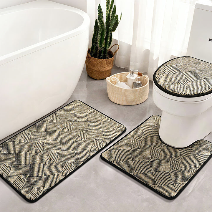 Elegant Woven Bathroom Mat Set