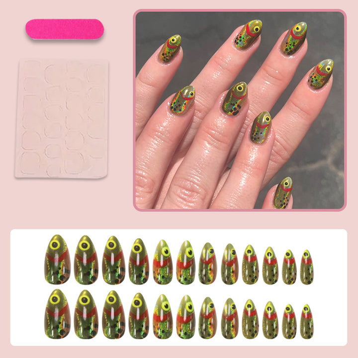 Nail art set with creative 3D eye and glitter accents Kalsten