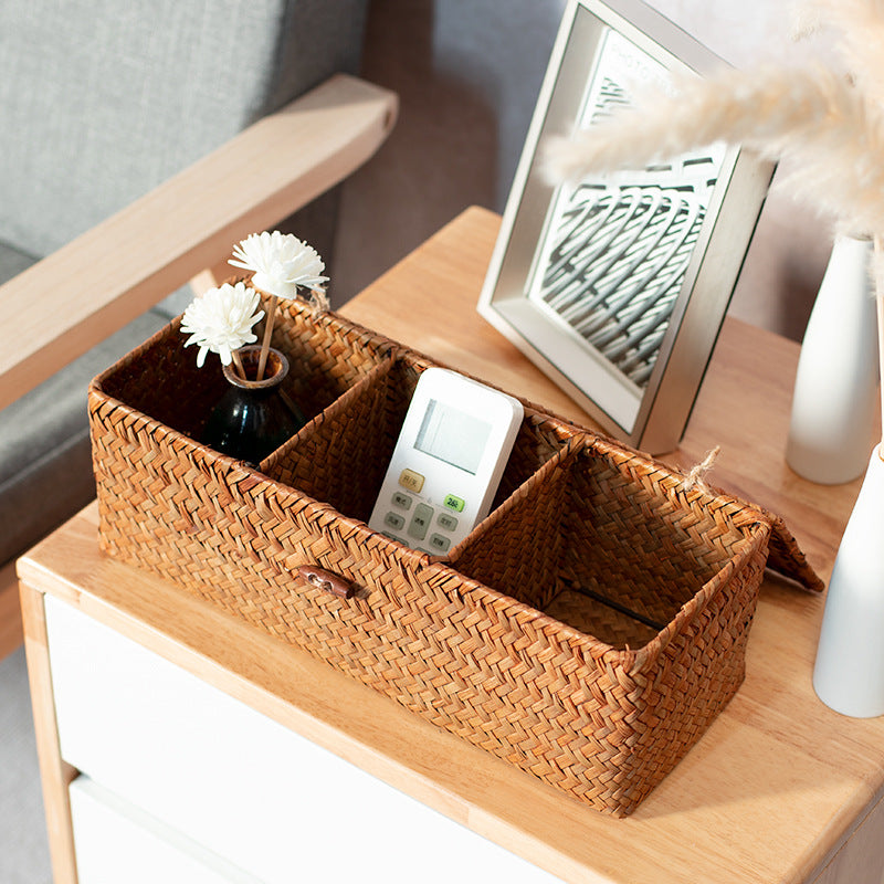 Handcrafted Rectangular Woven Storage Box with Dividers Kalsten