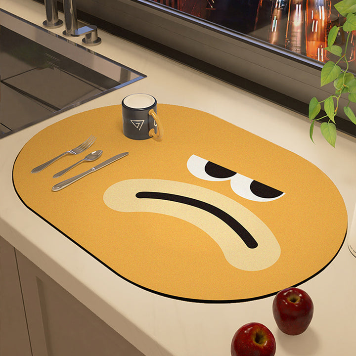 Playful Cartoon-Theme Kitchen Mat