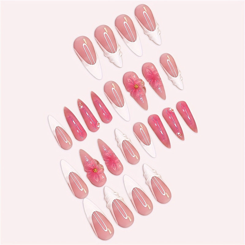 Floral 3D Press-On Nail Art Kalsten