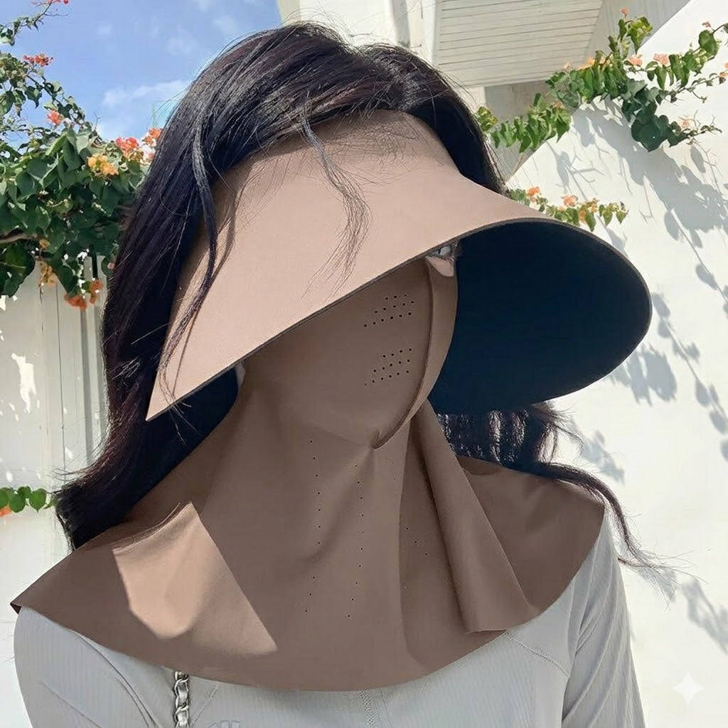 Wide-Curved Full-Face UV Visor with Integrated Breathable Face Shield and Neck Drape Kalsten
