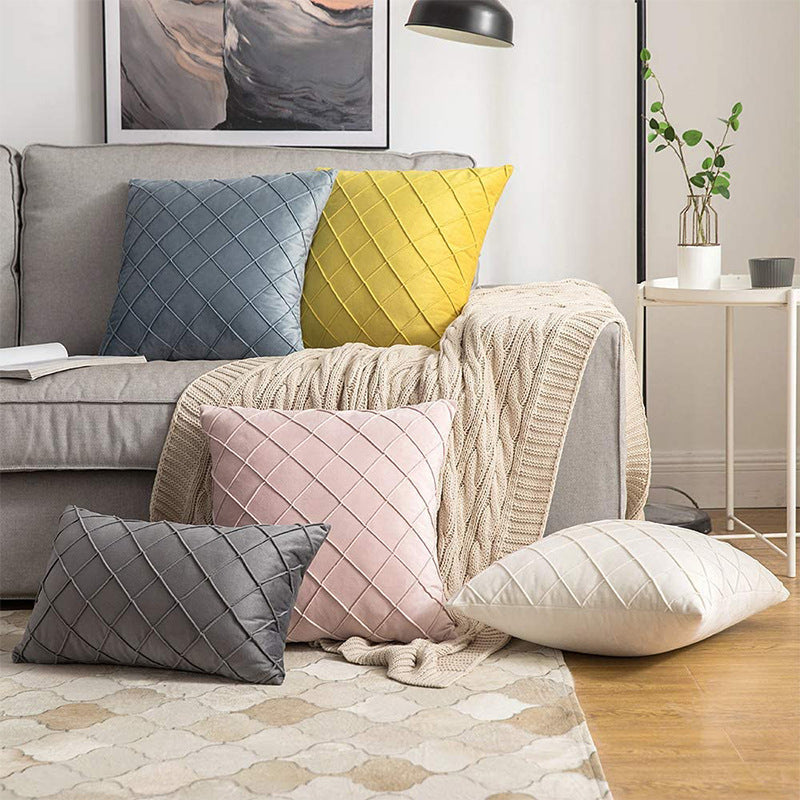 Square velvet cushion cover with quilted diamond texture Kalsten