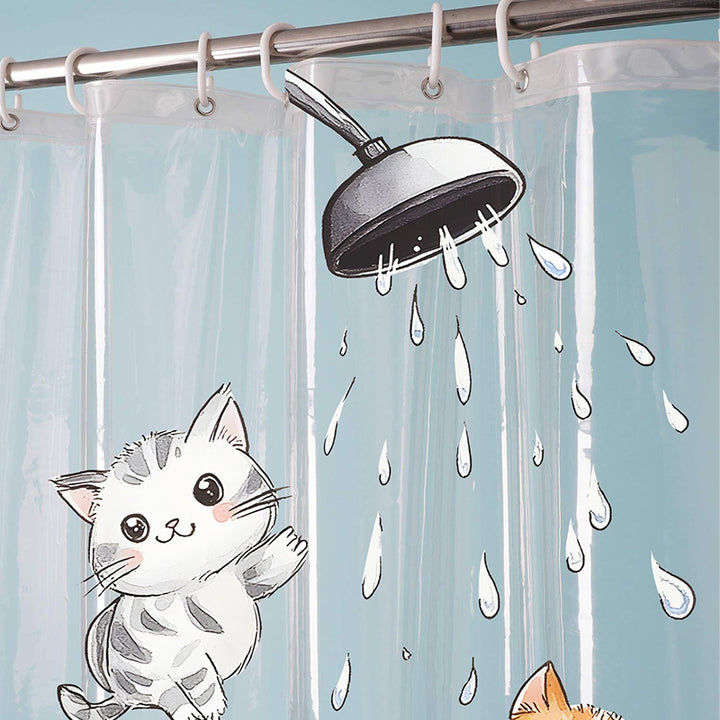 Cute Cartoon Cat-Themed Shower Curtain Kalsten
