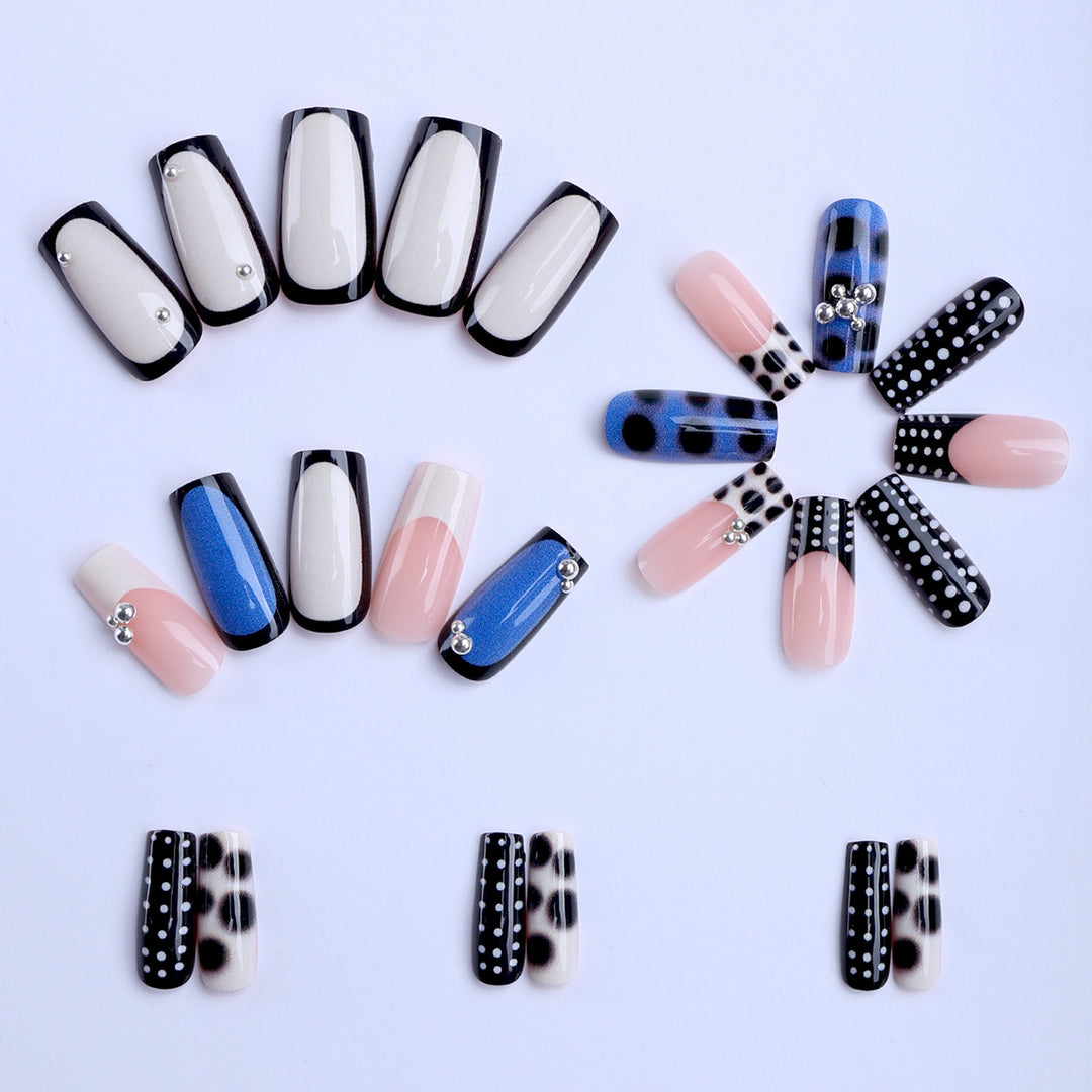 Stylish Point and Marble Design Artificials Nails Kalsten
