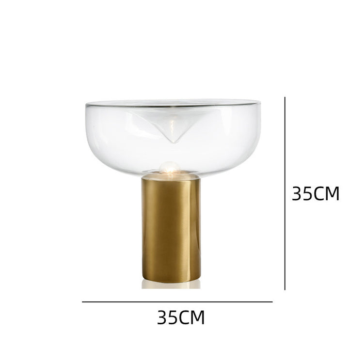 Modern Glass Accent Table Lamp with Gold Base
