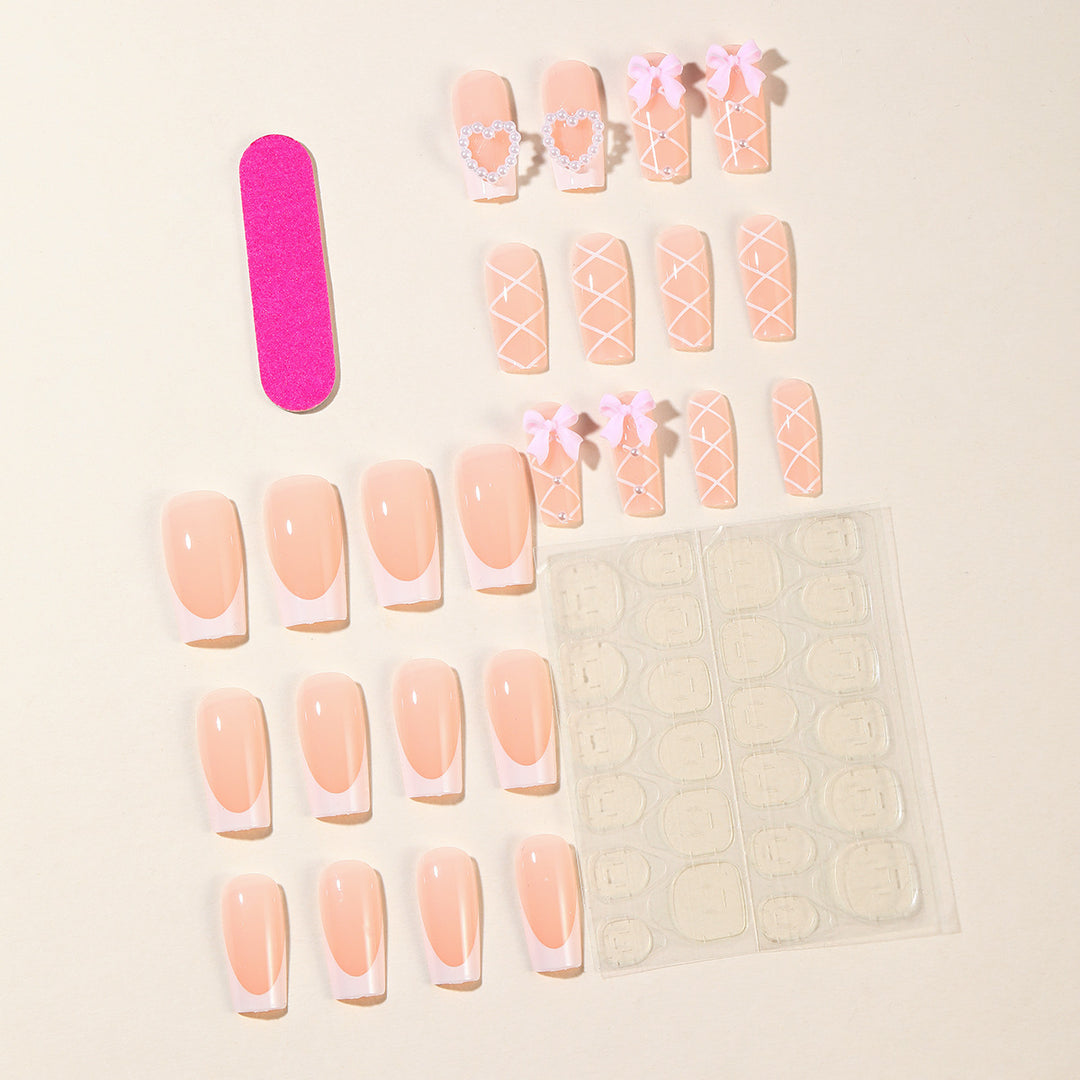 Decorative Heart-Accent Acrylic Nail Art Extensions Kalsten