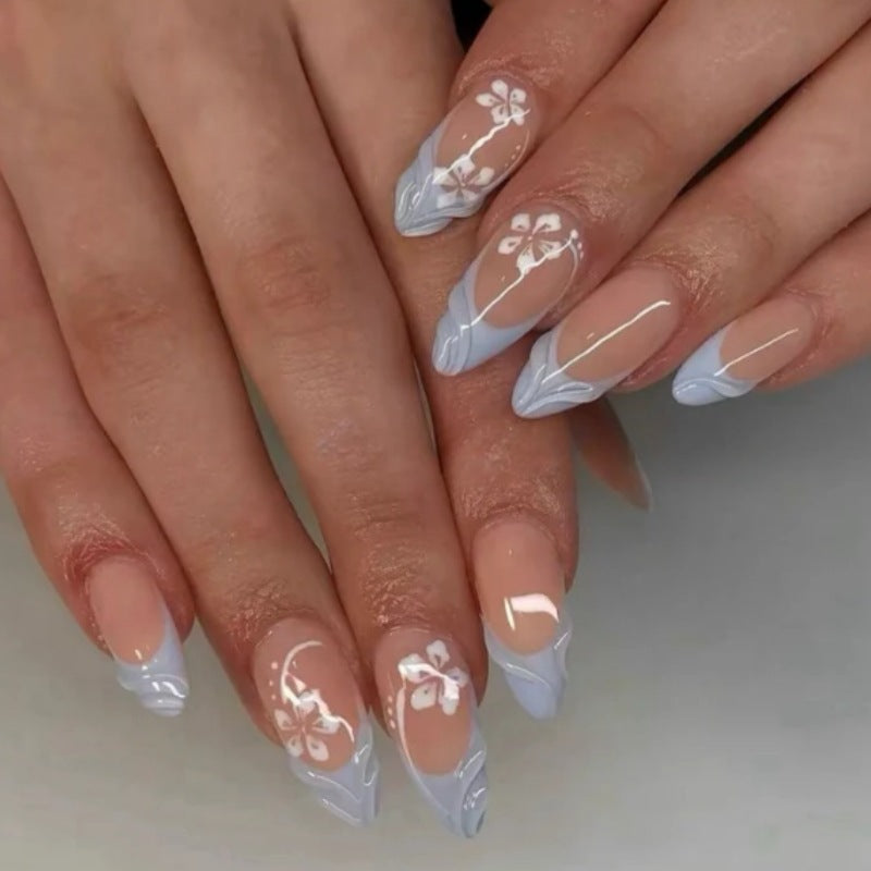 Elegant Floral-Themed Press-On Nail Art Set Kalsten